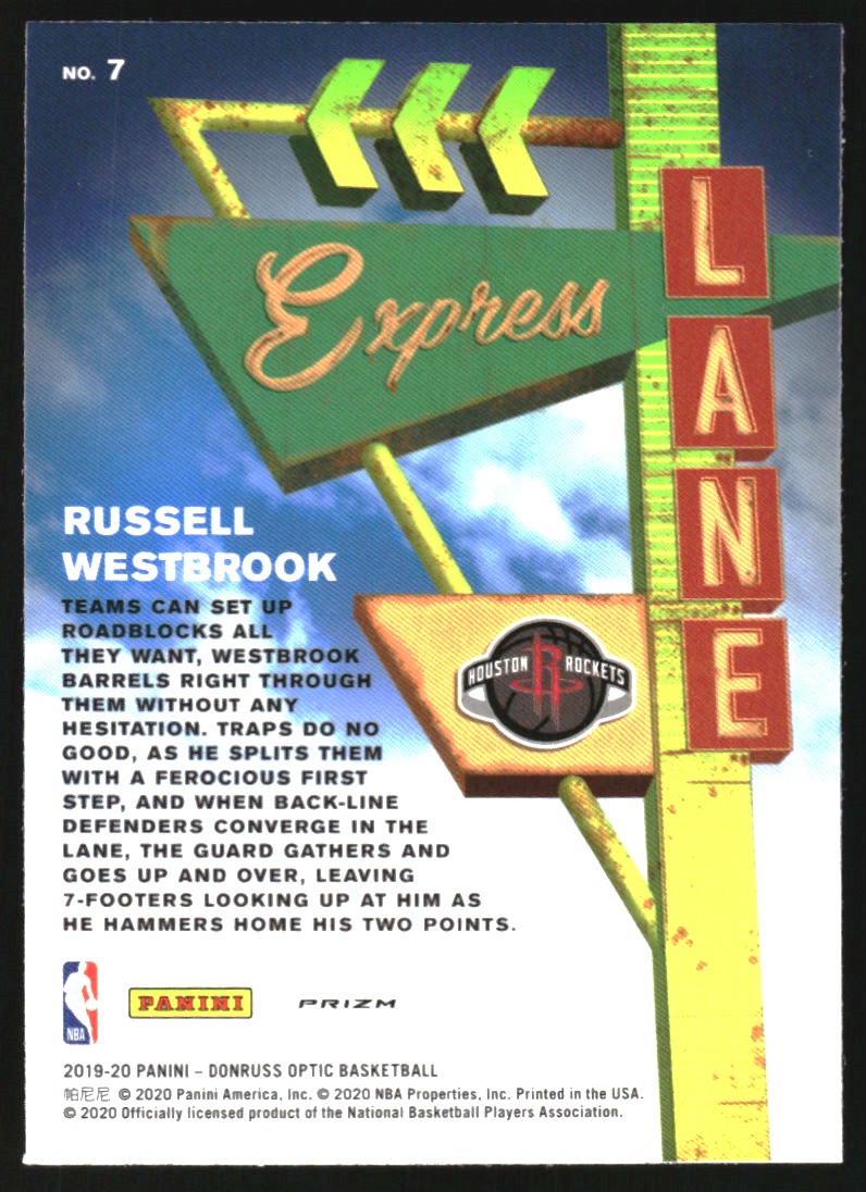 2019-20 Donruss Optic Express Lane Red Wave #7 Russell Westbrook