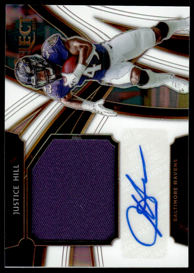 2019 Select Jumbo Rookie Signature Swatches Prizm White #30 Justice Hill/35
