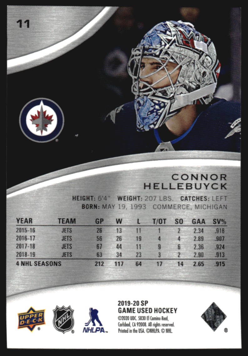 2019-20 SP Game Used Rainbow #11 Connor Hellebuyck/275