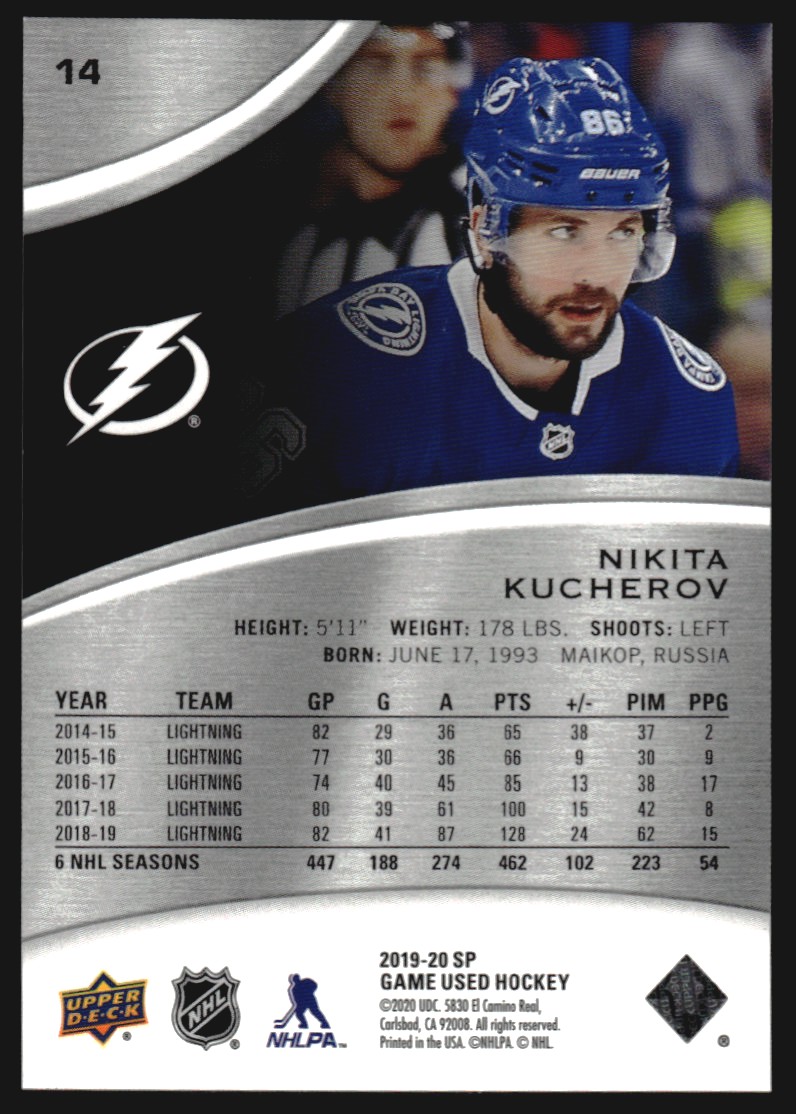 2019-20 SP Game Used Rainbow #14 Nikita Kucherov/275