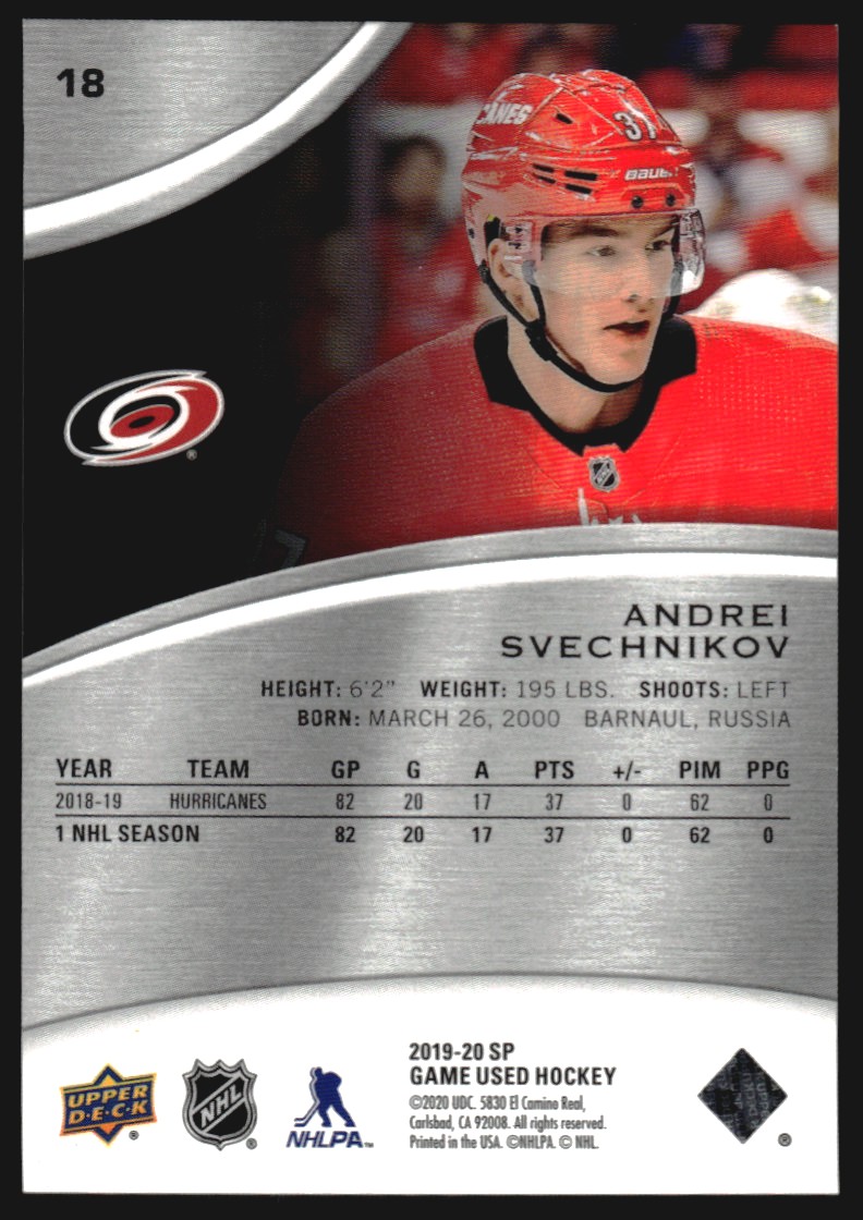 2019-20 SP Game Used Rainbow #18 Andrei Svechnikov/275