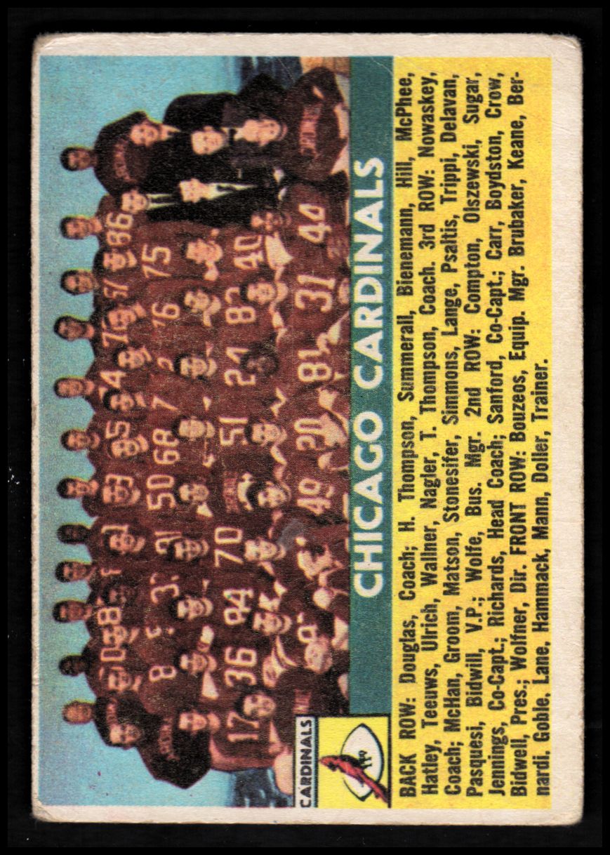 1956 Topps #22 Chicago Cardinals SP