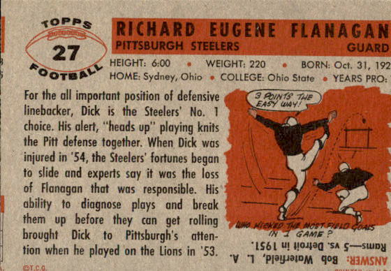 1956 Topps #27 Dick Flanagan RC back image
