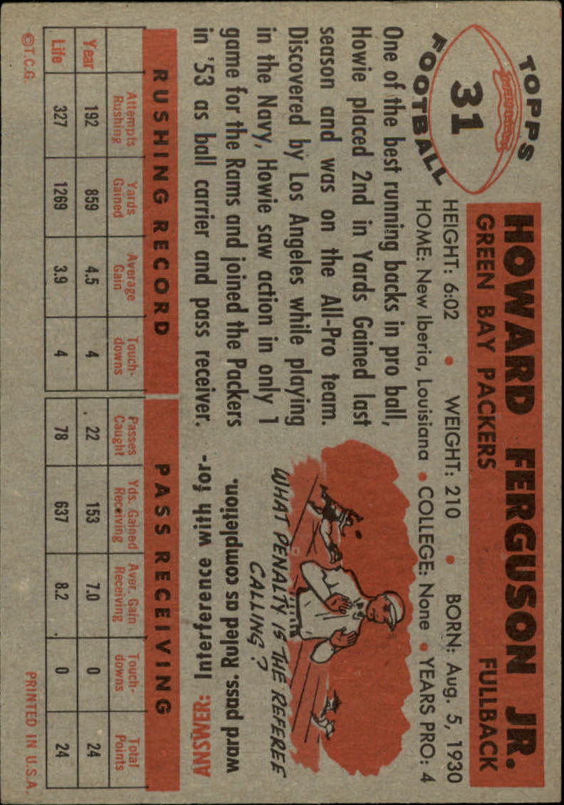 1956 Topps #31 Howard Ferguson back image