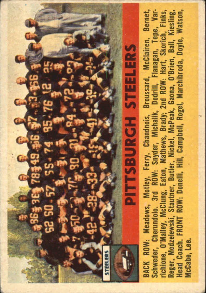 1956 Topps #63 Pittsburgh Steelers