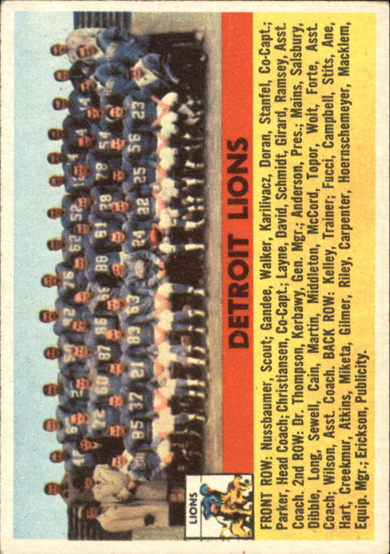 1956 Topps #92 Detroit Lions