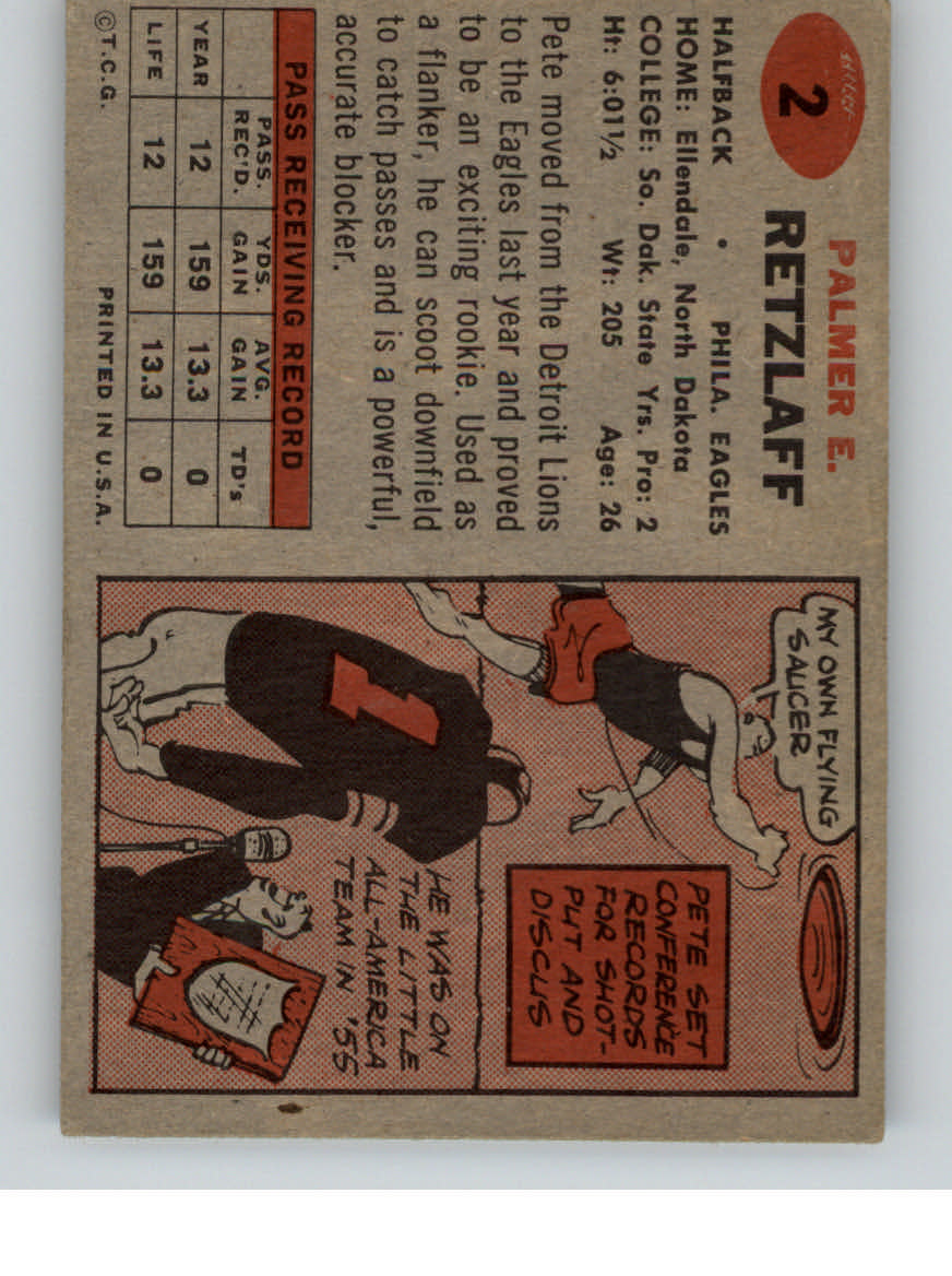1957 Topps #2 Pete Retzlaff RC back image