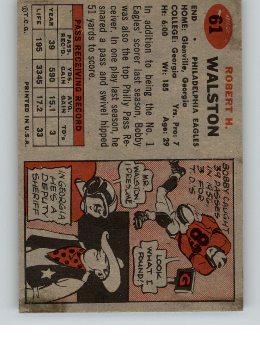 1957 Topps #61 Bobby Walston back image