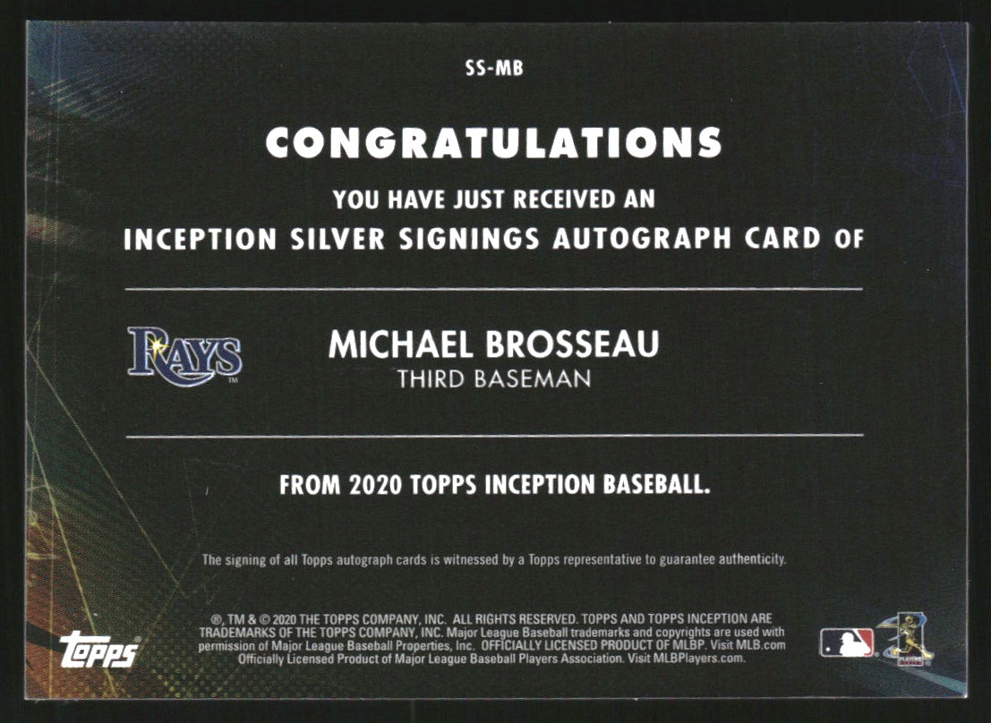 2020 Topps Inception Silver Signings Gold Ink #SSMB Michael Brosseau