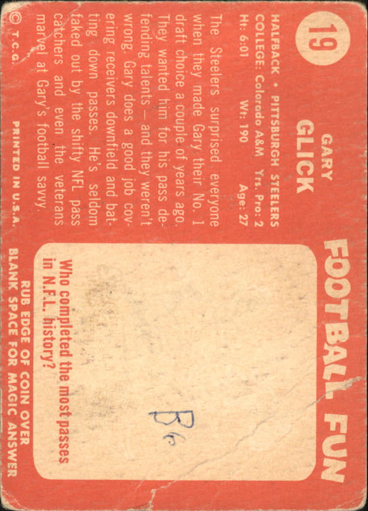 1958 Topps #19 Gary Glick RC back image