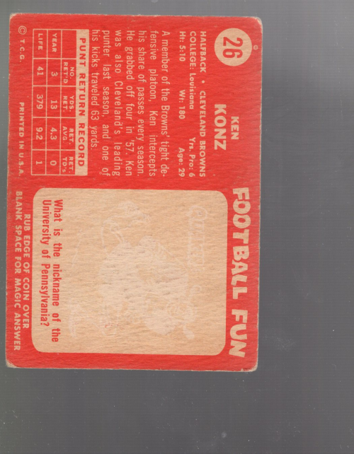 A0233 - 1958 Topps Fußballkarte #S 1-132 + Rookies - Sie wählen aus - 15+ KOSTENLOSER US-VERSAND - Bild 17 von 66