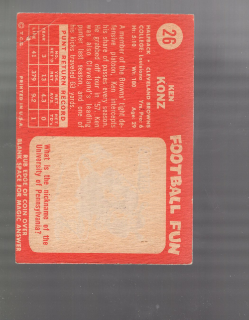 A0233 - 1958 Topps Fußballkarte #S 1-132 + Rookies - Sie wählen aus - 15+ KOSTENLOSER US-VERSAND - Bild 19 von 66