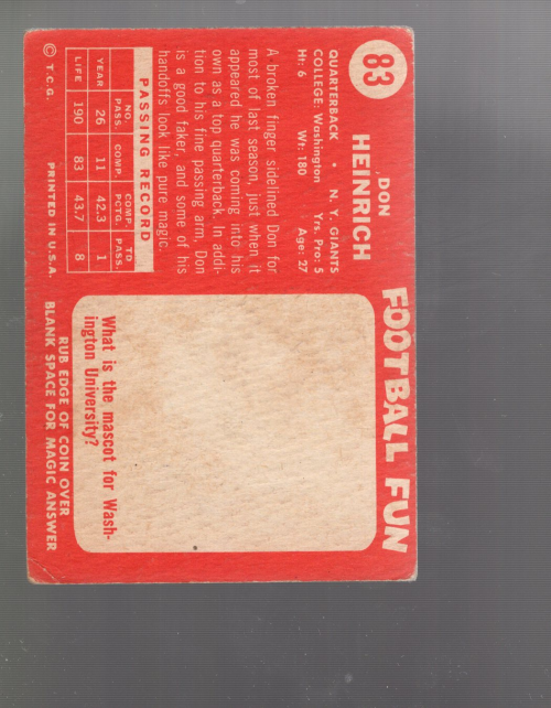 A0233 - 1958 Topps Fußballkarte #S 1-132 + Rookies - Sie wählen aus - 15+ KOSTENLOSER US-VERSAND - Bild 47 von 66