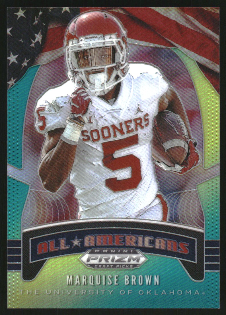 2020 Panini Prizm Draft Picks Prizms Green and Yellow #30 Marquise Brown AA
