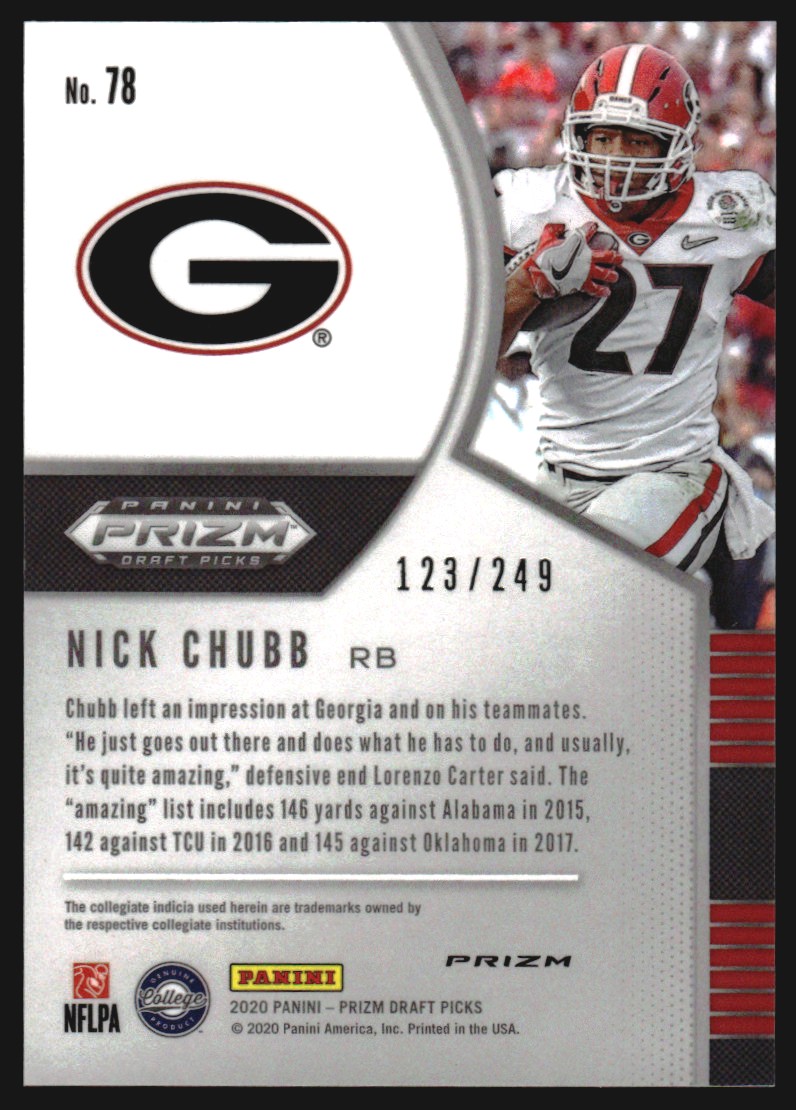2020 Panini Prizm Draft Picks Prizms Green and Yellow #78 Nick Chubb