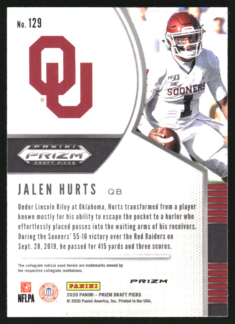 2020 Panini Prizm Draft Picks Prizms Silver #129 Jalen Hurts