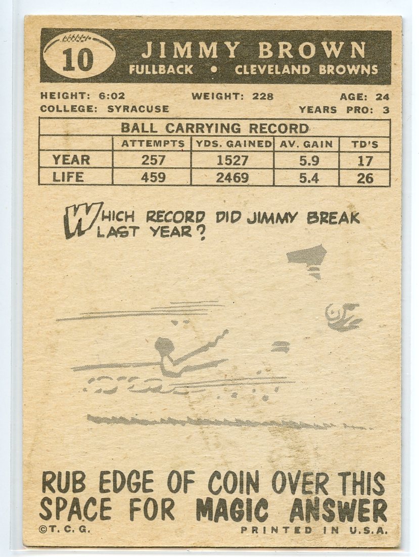 1959 Topps #10 Jim Brown back image