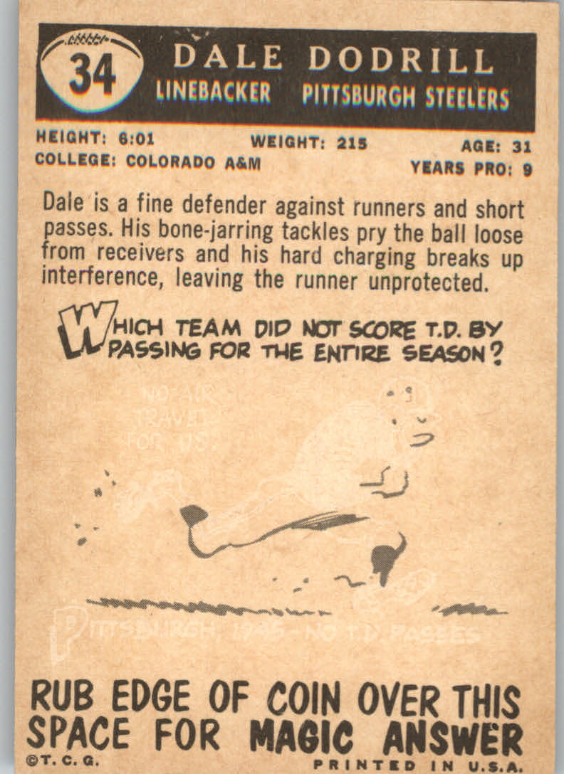 1959 Topps #34 Dale Dodrill back image