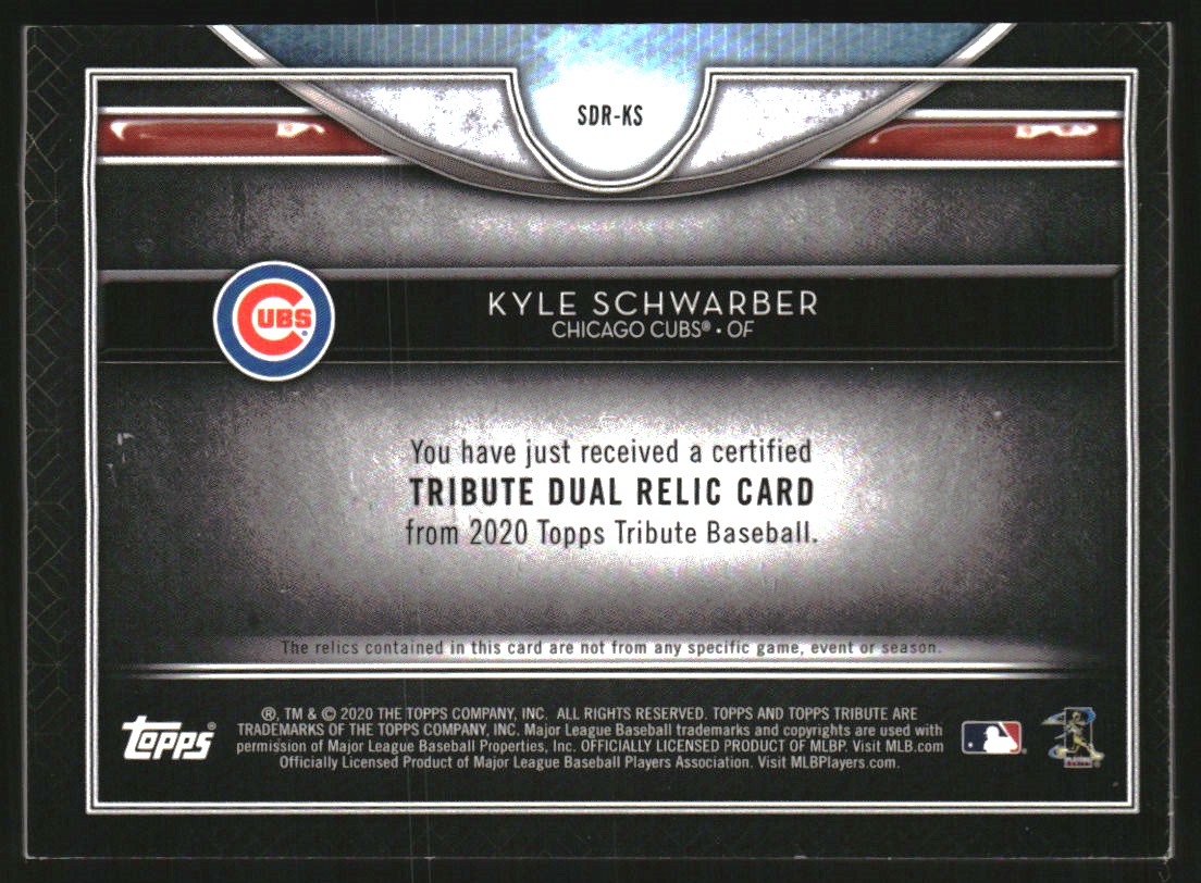 2020 Topps Tribute Dual Relics Orange #SDRKS Kyle Schwarber