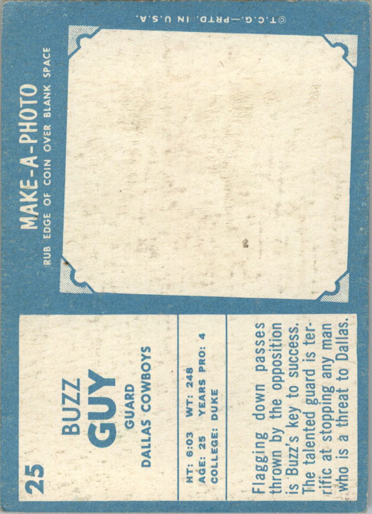 1961 Topps #25 Buzz Guy RC back image