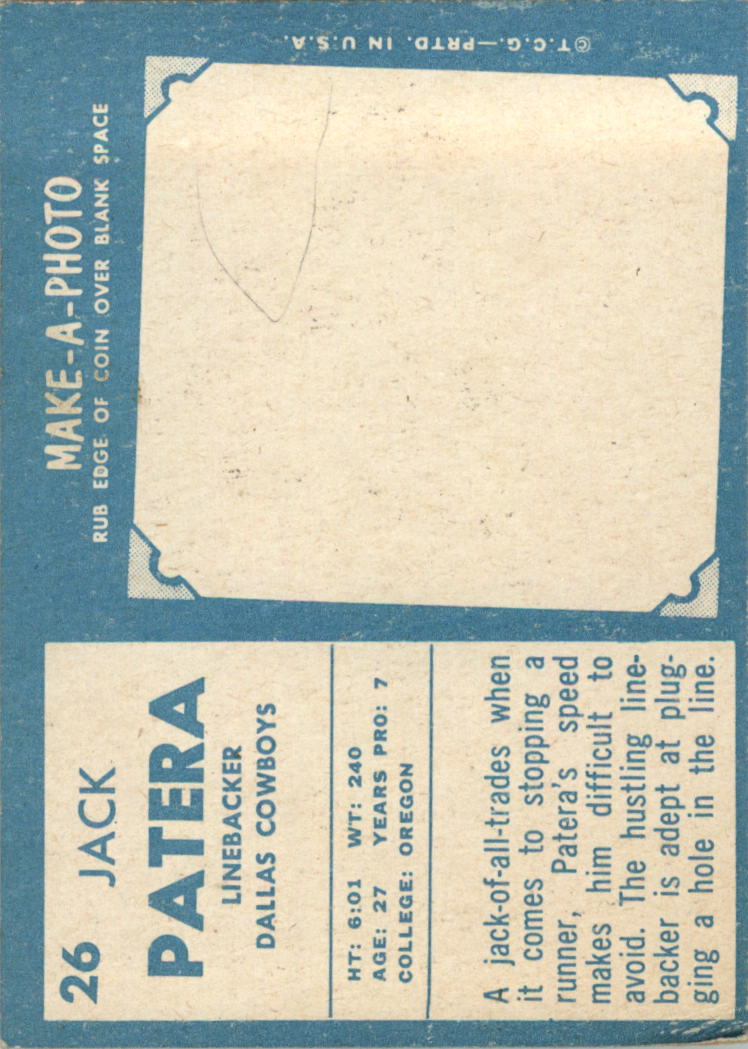 1961 Topps #26 Jack Patera RC back image