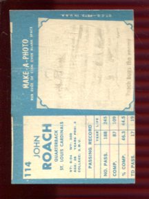 1961 Topps #114 John Roach RC back image
