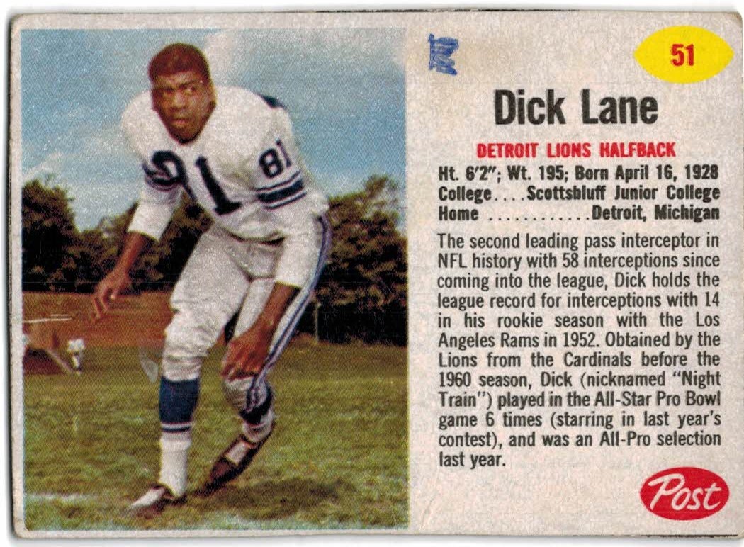 DICK NIGHT TRAIN LANE Signed 1957 TOPPS ROOKIE Card #85 Beckett