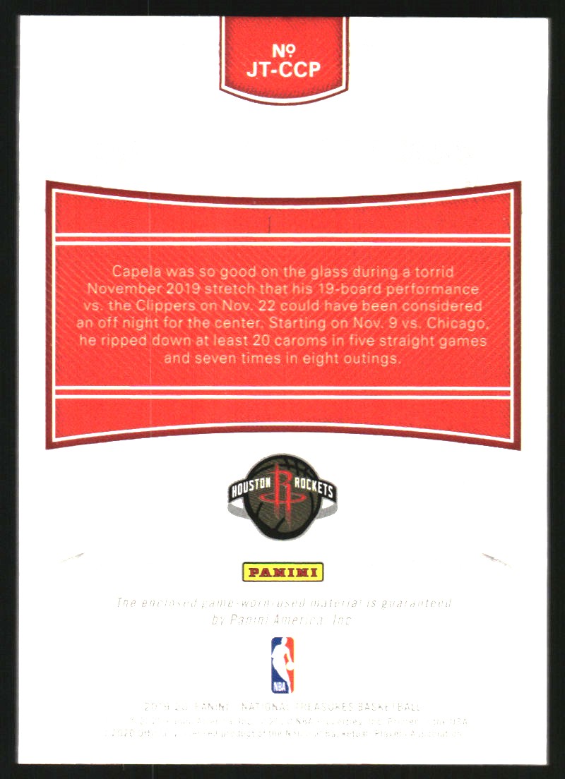 2019-20 Panini National Treasures Jersey Treasures Prime #24 Clint Capela/10