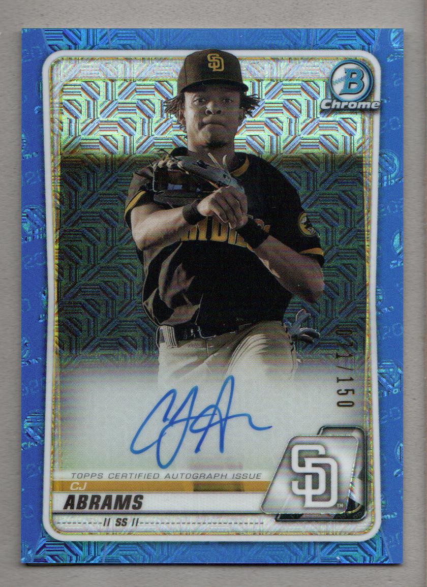 2020 Bowman Chrome Mega Box Prospect Autograph Blue Refractors #BMACJA CJ Abrams