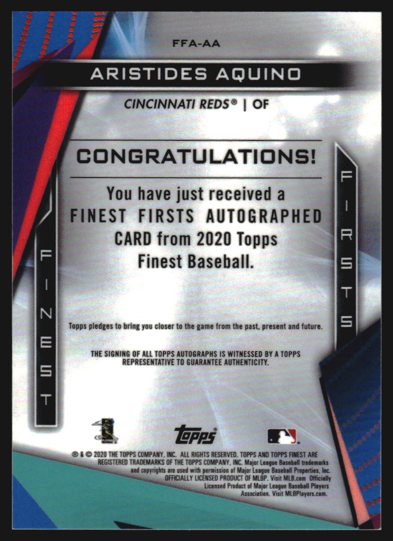 2020 Finest Firsts Autographs Green Refractors #FFAAA Aristides Aquino