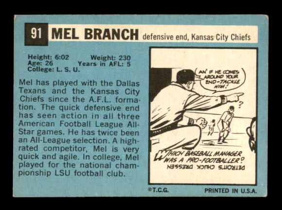 1964 Topps #91 Mel Branch SP back image