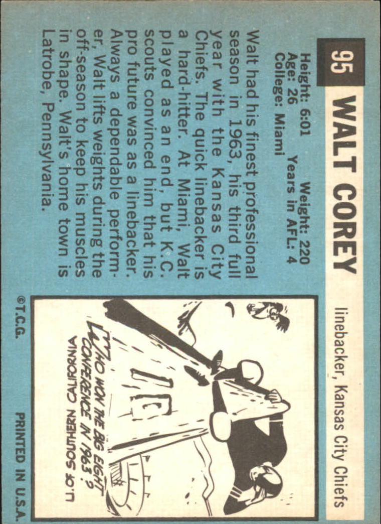 1964 Topps #95 Walt Corey RC back image