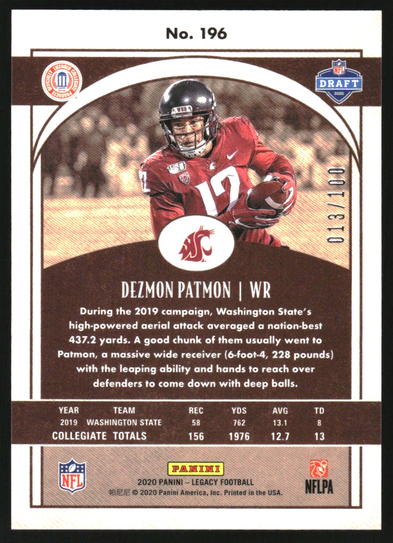 2020 Panini Legacy Premium Edition Bronze #196 Dezmon Patmon
