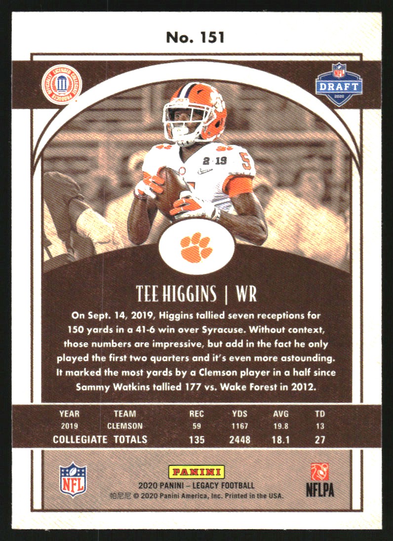 2020 Panini Legacy Premium Edition Silver #151 Tee Higgins