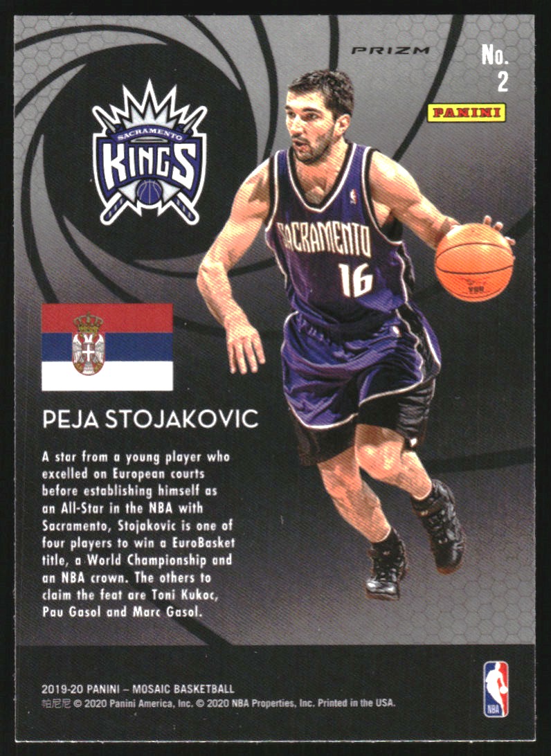 2019-20 Panini Mosaic International Men of Mastery Fast Break Silver #2 Peja Stojakovic