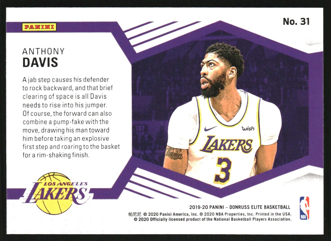 2019-20 Elite Spellbound #31 Anthony Davis back image