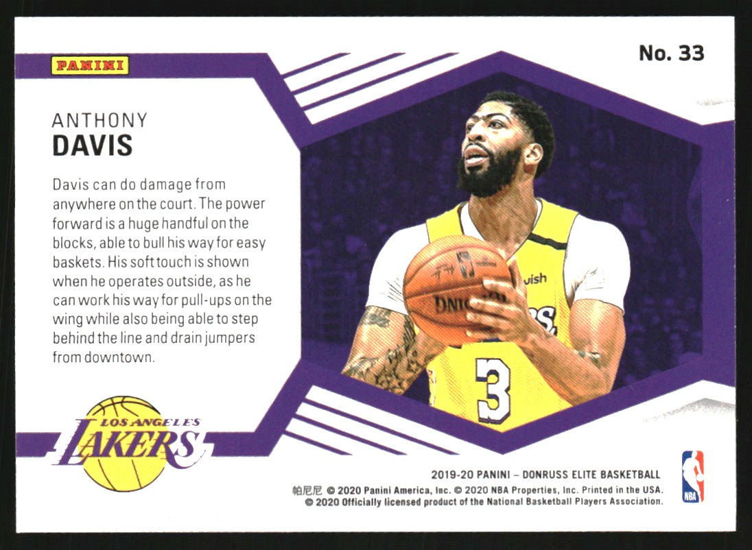 2019-20 Elite Spellbound #33 Anthony Davis back image