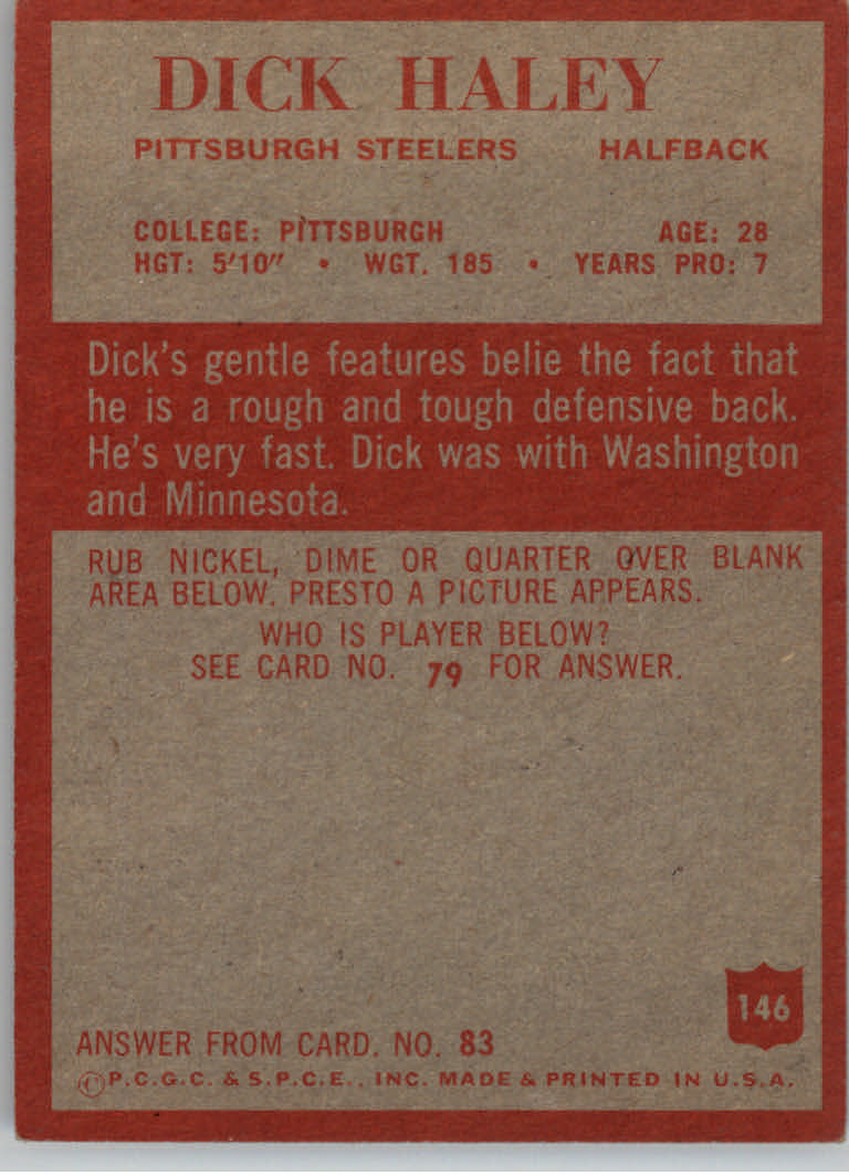 1965 Philadelphia #146 Dick Haley back image