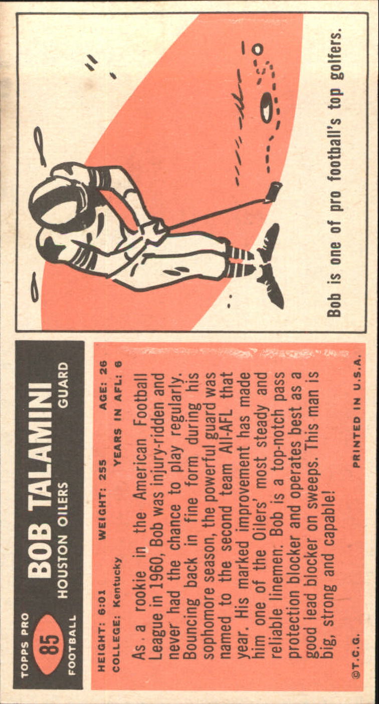 1965 Topps #85 Bob Talamini back image