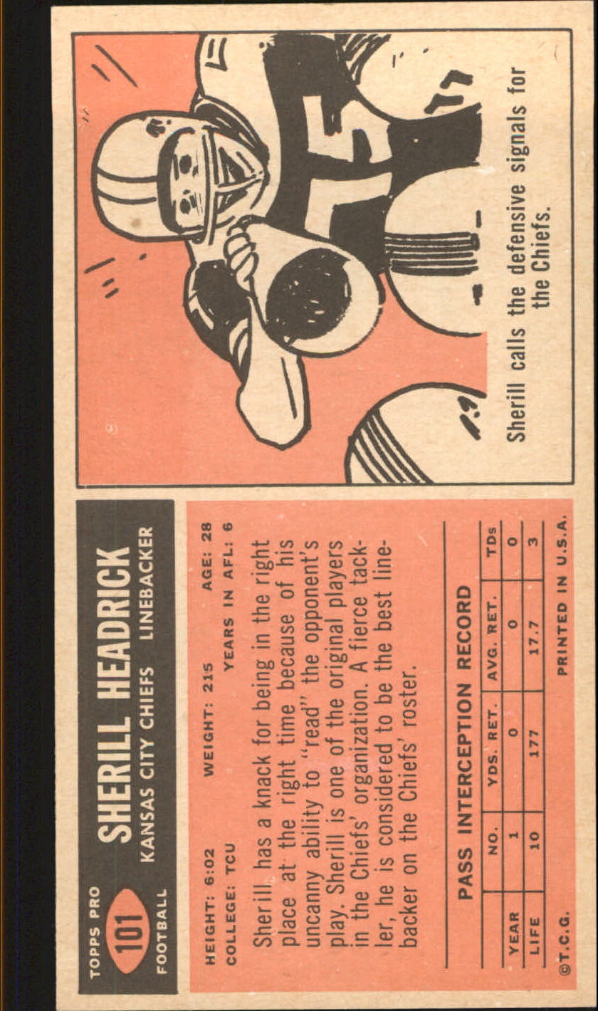 1965 Topps #101 Sherrill Headrick SP UER back image