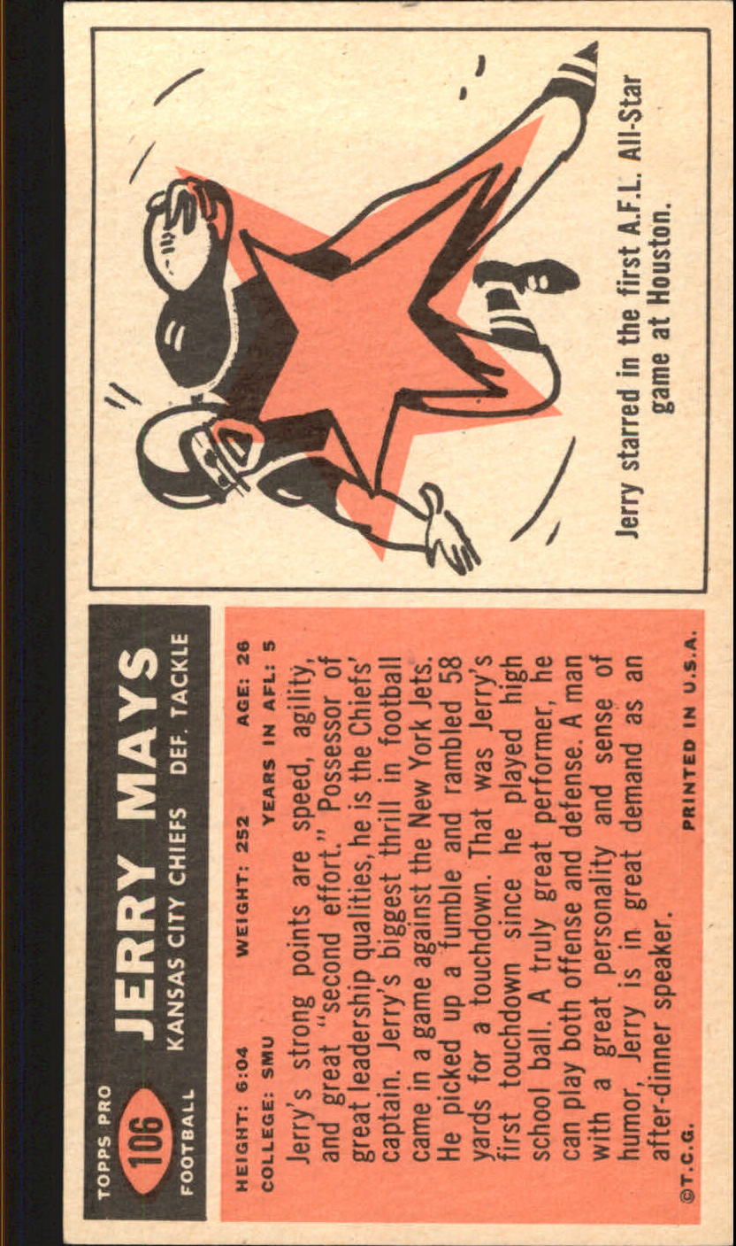 1965 Topps #106 Jerry Mays back image