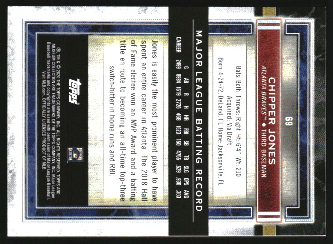2020 Topps Museum Collection #69 Chipper Jones