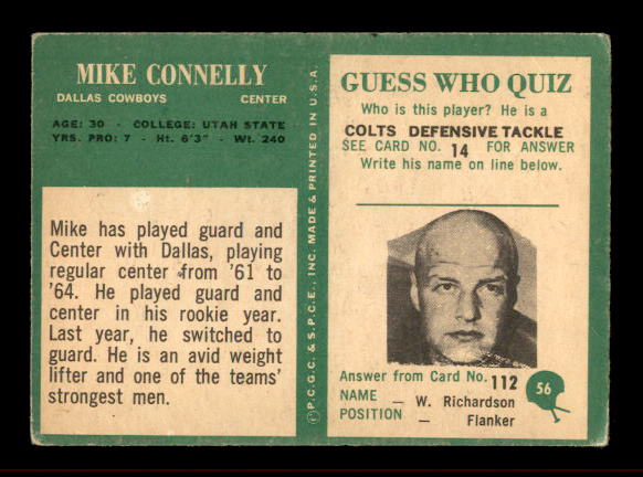 1966 Philadelphia #56 Mike Connelly back image
