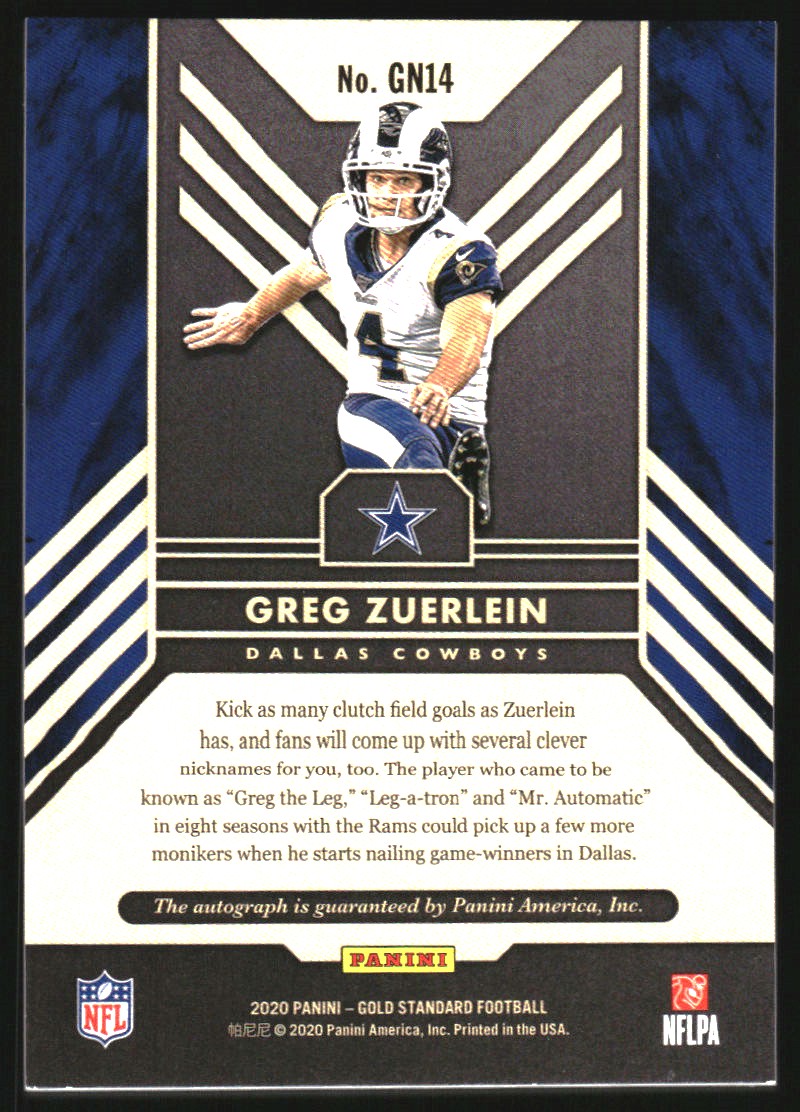 2020 Panini Gold Standard Golden Nuggets Autographs #14 Greg Zuerlein/99