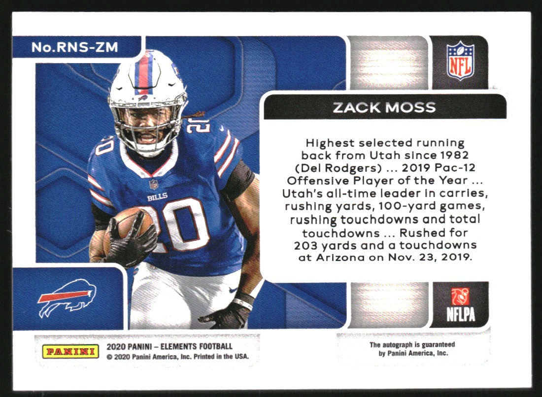 2020 Panini Elements Rookie Neon Signs Blue #29 Zack Moss/75
