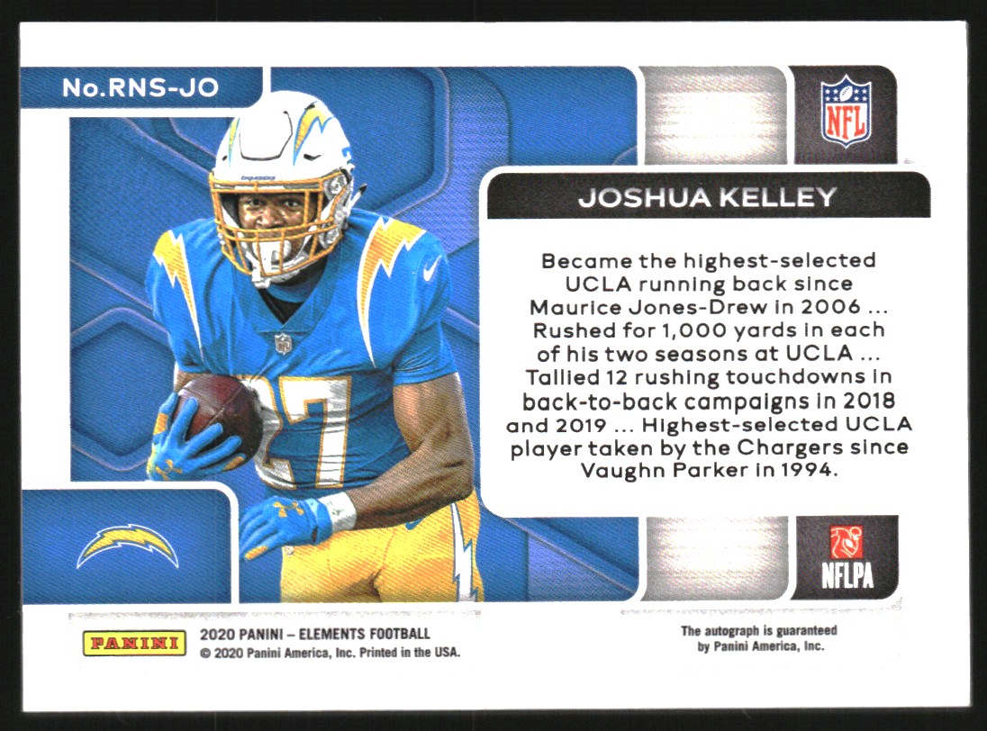 2020 Panini Elements Rookie Neon Signs Blue #37 Joshua Kelley/75