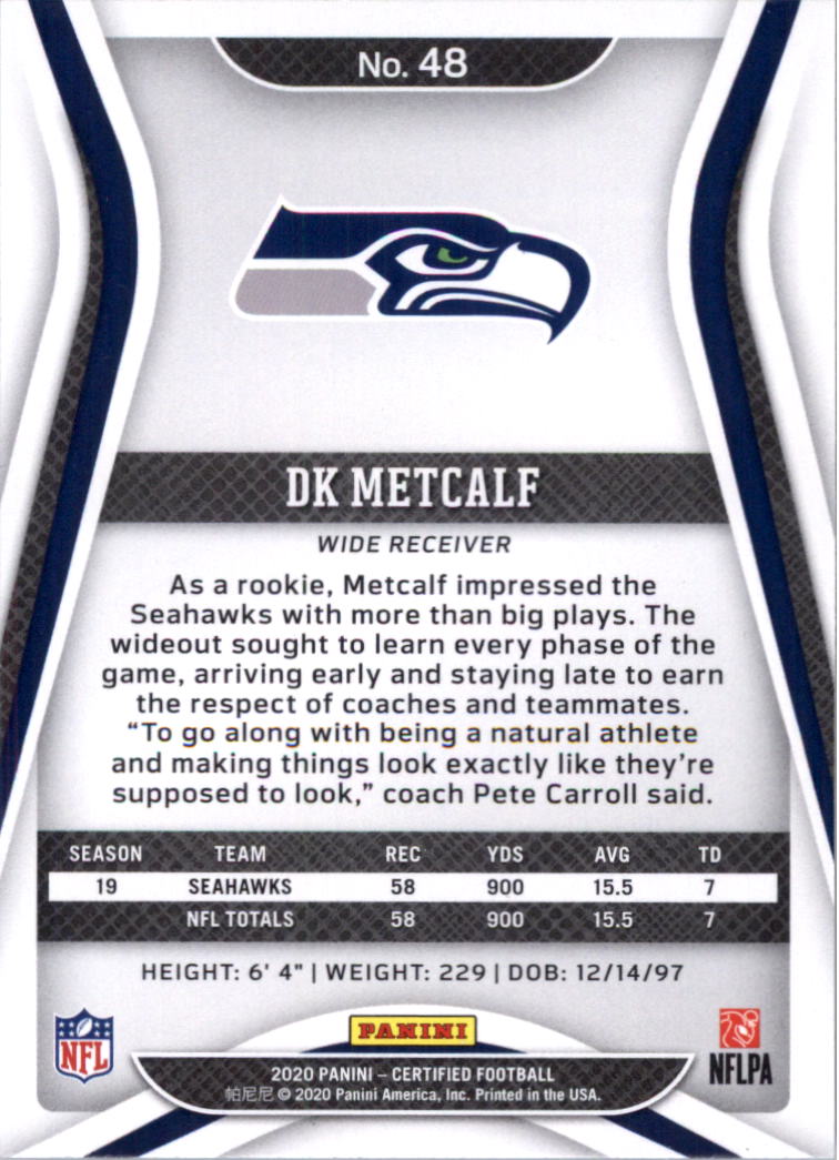 2020 Certified Football Card Pick (Base)