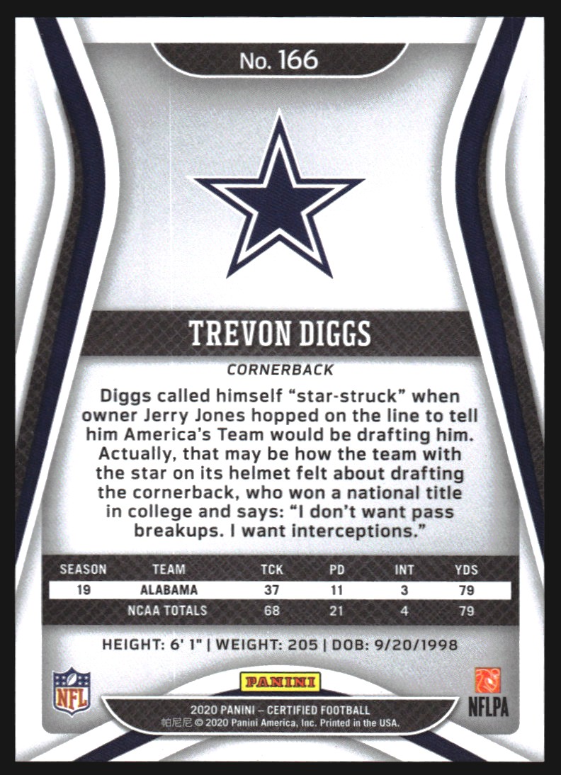 2020 Certified Mirror #166 Trevon Diggs back image