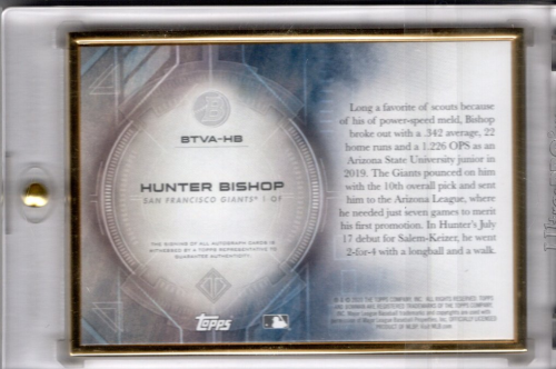 2020 Bowman Transcendent Autograph Variations Platinum #BTVAHB Hunter Bishop back image