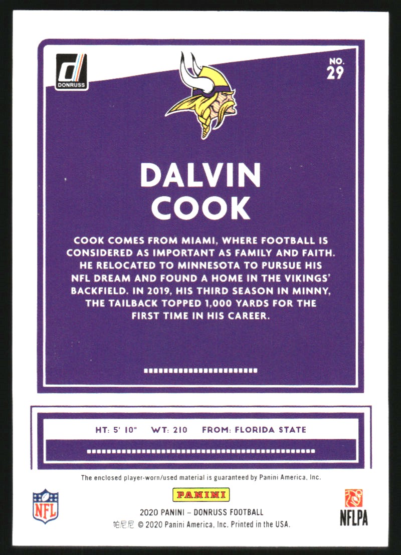 2020 Donruss Threads Blue #29 Dalvin Cook